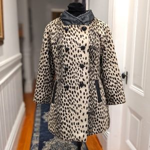 Vintage Swing Coat faux snow leopard with leather accents sm-med